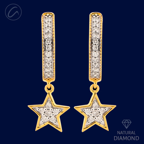 Sparkling Star 18K Gold + Diamond Bali Earrings