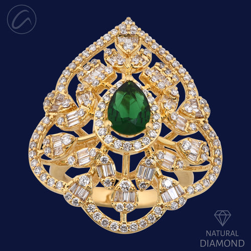 Extravagant Victorian Style 18K Gold + Diamond Statement Ring