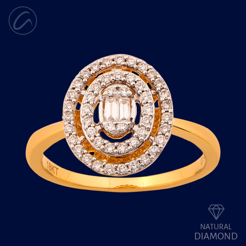 Dazzling Oval Halo 18K Gold + Diamond Ring