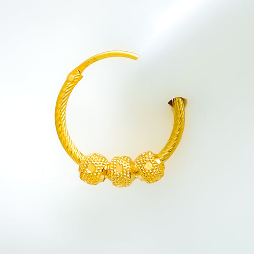 Iconic Triple Bead 22k Gold Bali Earrings