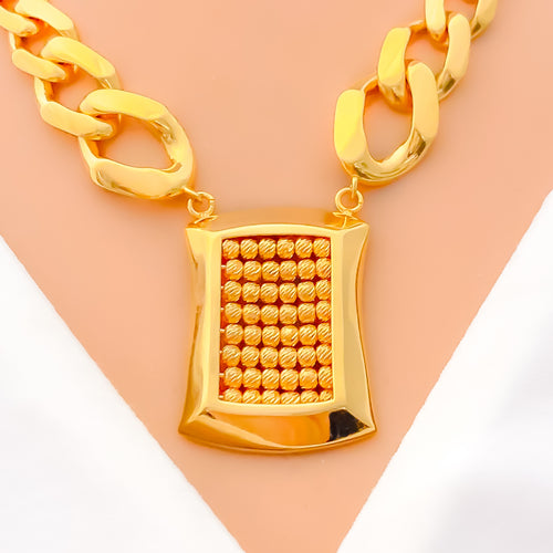 Distinct Block Style 5-Piece 21k Gold Necklace Set 