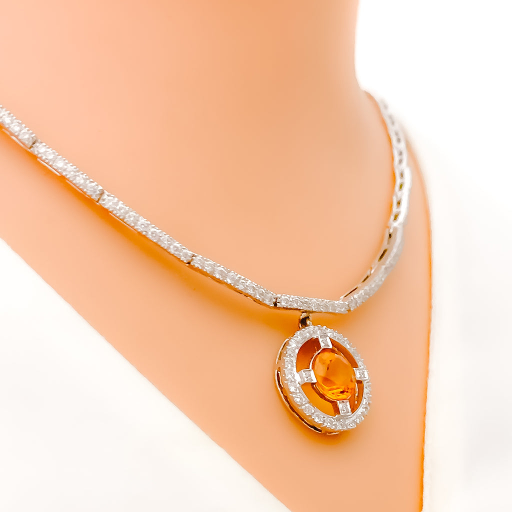 Bold Diamond + 18k Gold Halo Necklace Set Andaaz Jewelers