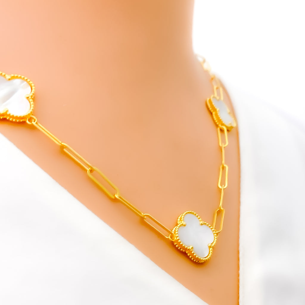 Chic Paperclip 5-Piece Clover 21k Gold Necklace Set – Andaaz Jewelers