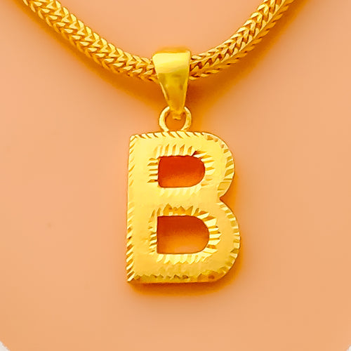 B 22k Gold Letter Pendant 