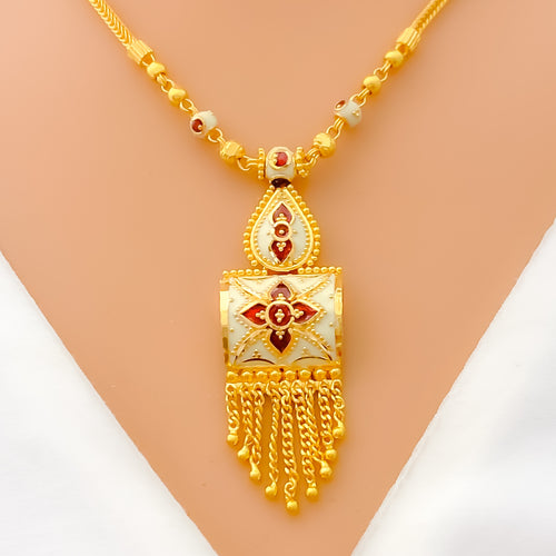 Bright Enameled 22k Gold Necklace Set 