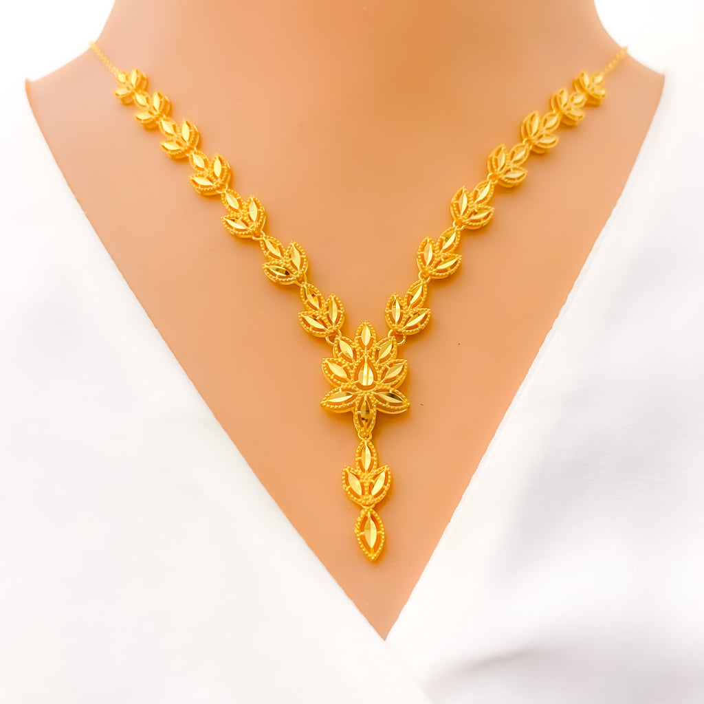 Triple Marquise Leaf 5-Piece 21k Gold Necklace Set – Andaaz Jewelers