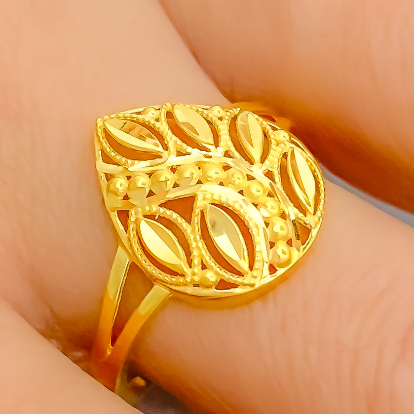 Delicate Beaded Drop 22K Gold Ring – Andaaz Jewelers
