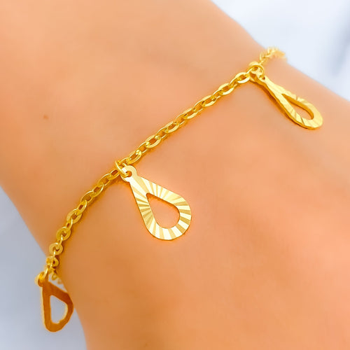 Delicate Drop 22k Gold Charm Bracelet 