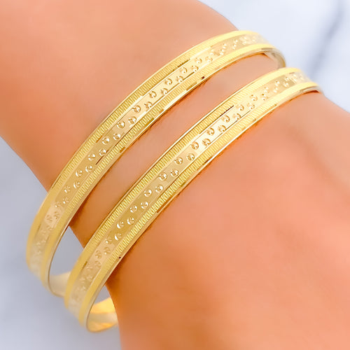 Delightful Dotted 22k Gold Bangle Pair 