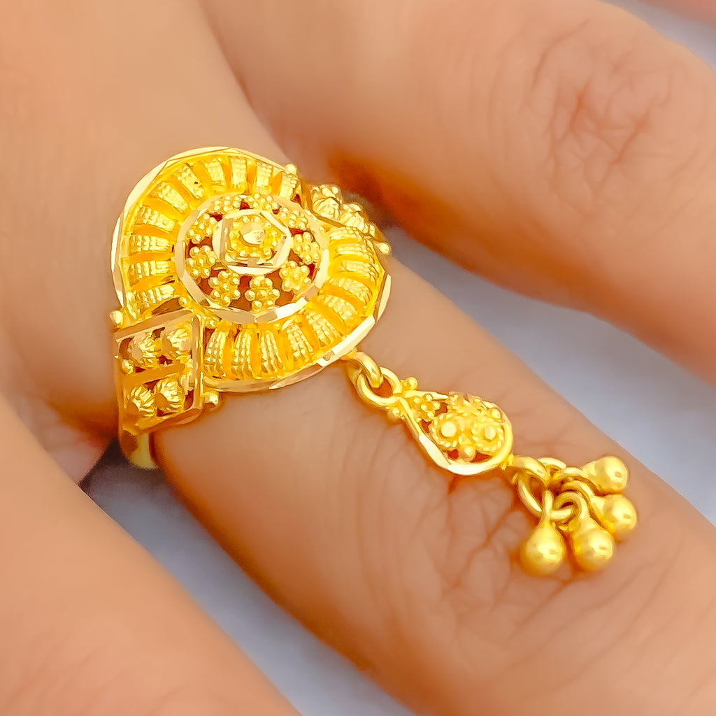 Traditional Hanging Tasseled 22K Gold Ring – Andaaz Jewelers