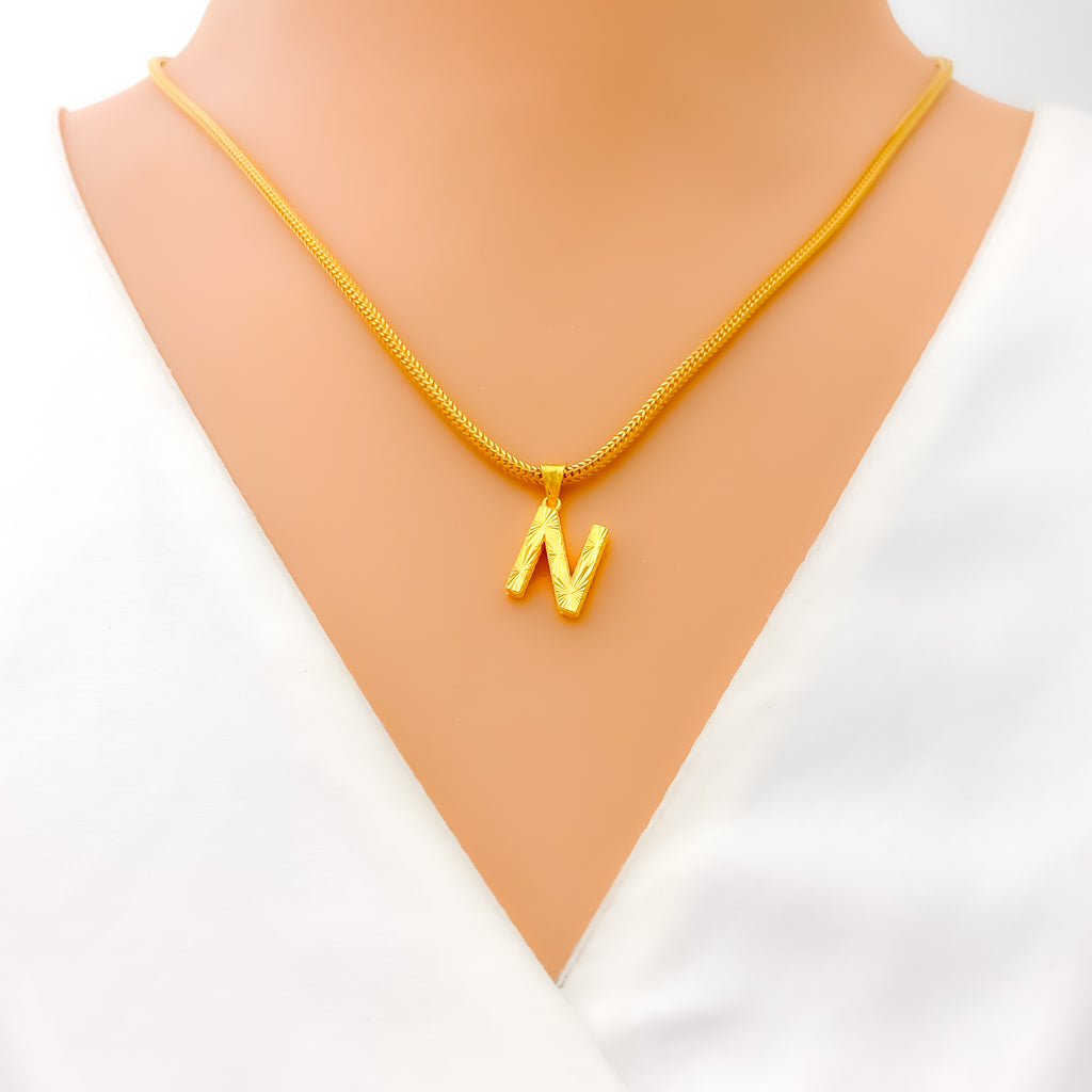N - 22k Gold Letter Pendant – Andaaz Jewelers