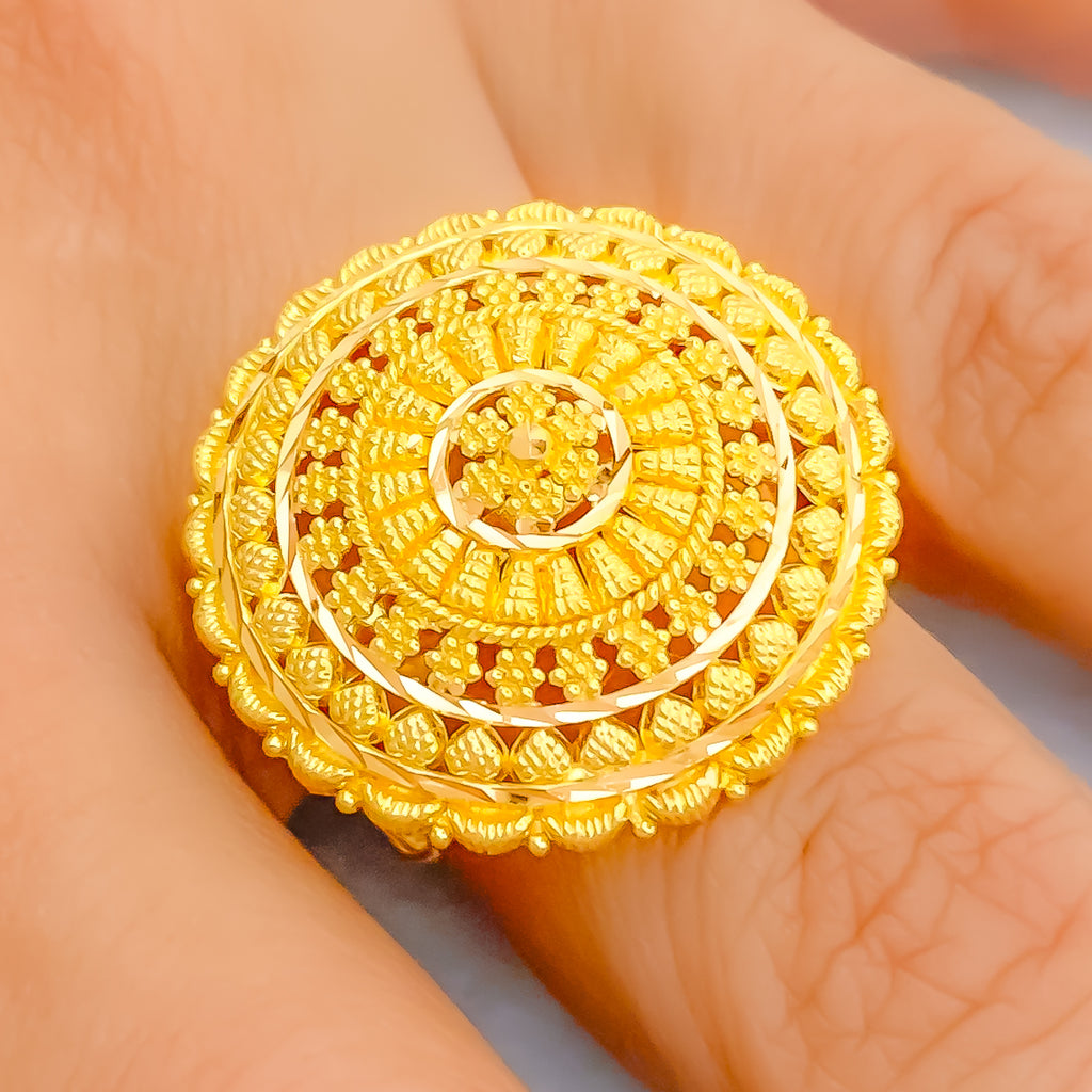 Beautiful Floral 22k Gold Color Accented Statement Ring – Andaaz Jewelers