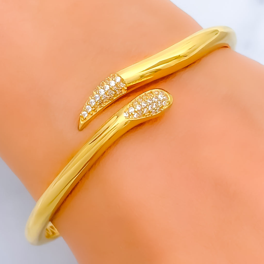 Modern Curved 22k Gold Bangle Bracelet
