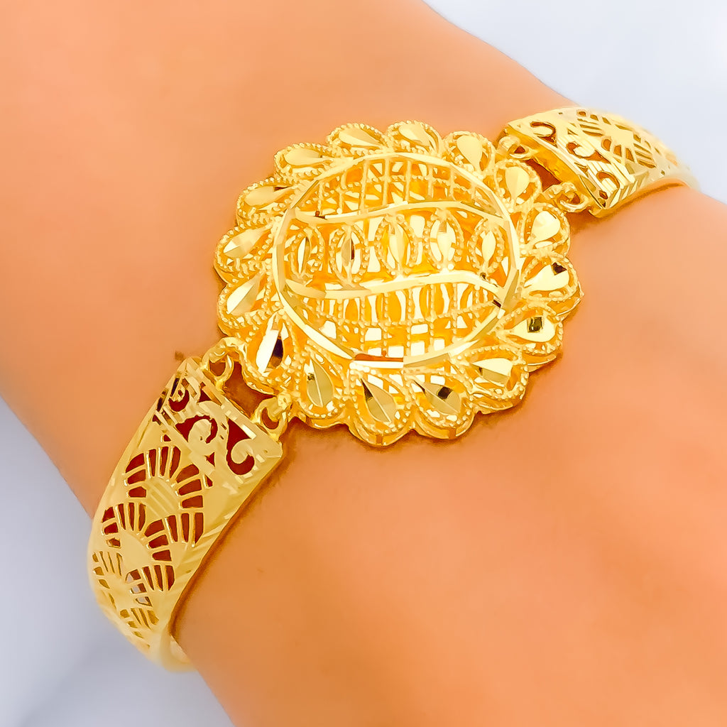 Feather Accented 22k Gold Flexi Bangle Bracelet – Andaaz Jewelers