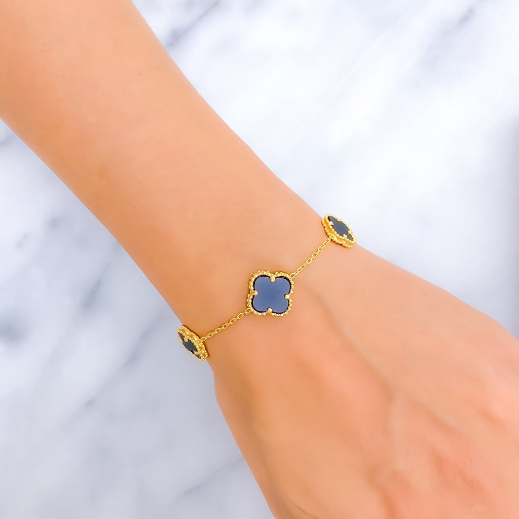 Bold Black Onyx 21k Gold Clover Bracelet – Andaaz Jewelers