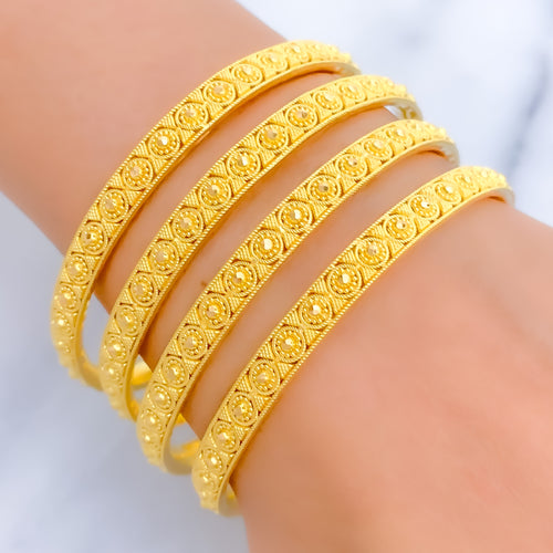 Traditional Dotted Flower 22k Gold Bangles