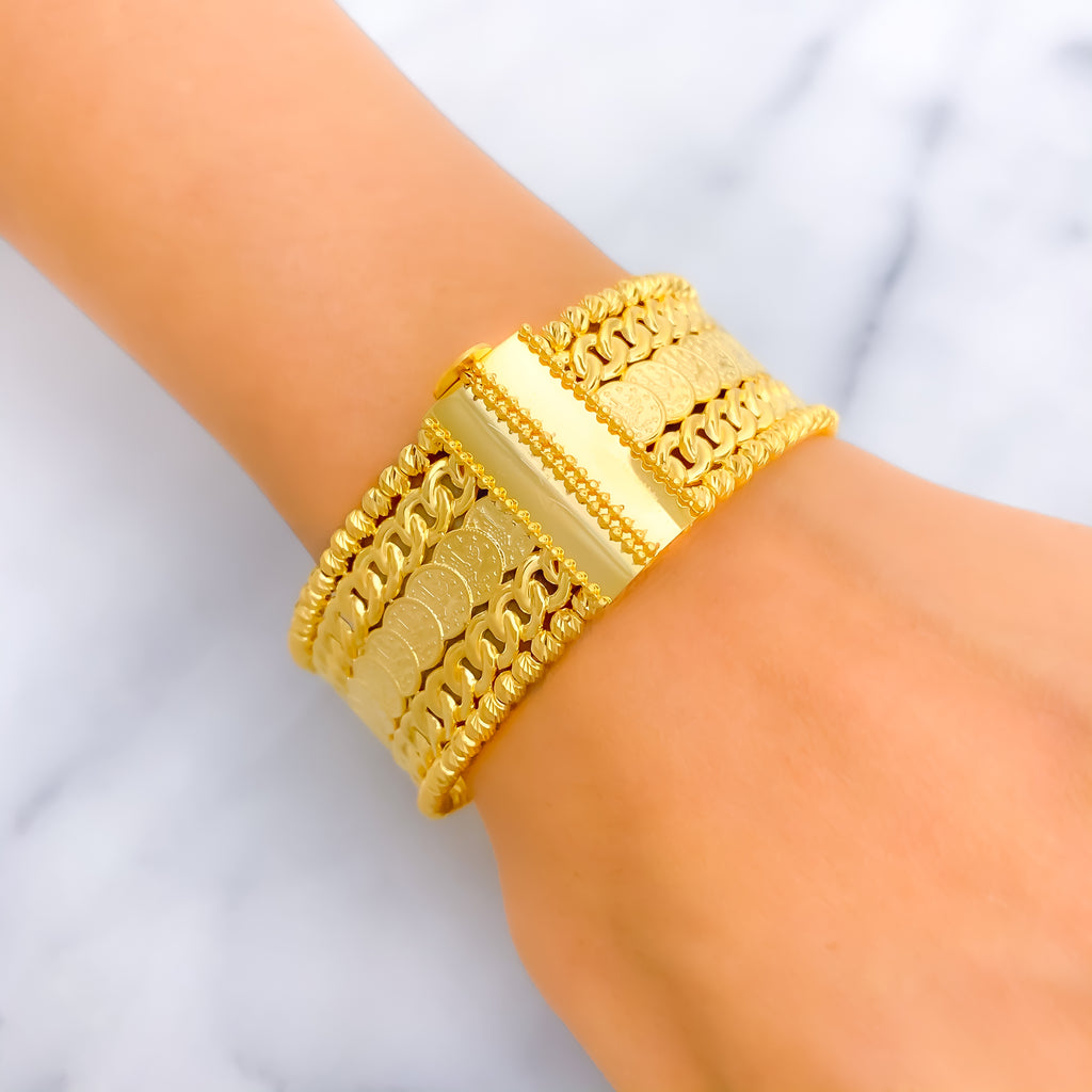 Extravagant 21k Gold Coin Bangle Bracelet – Andaaz Jewelers