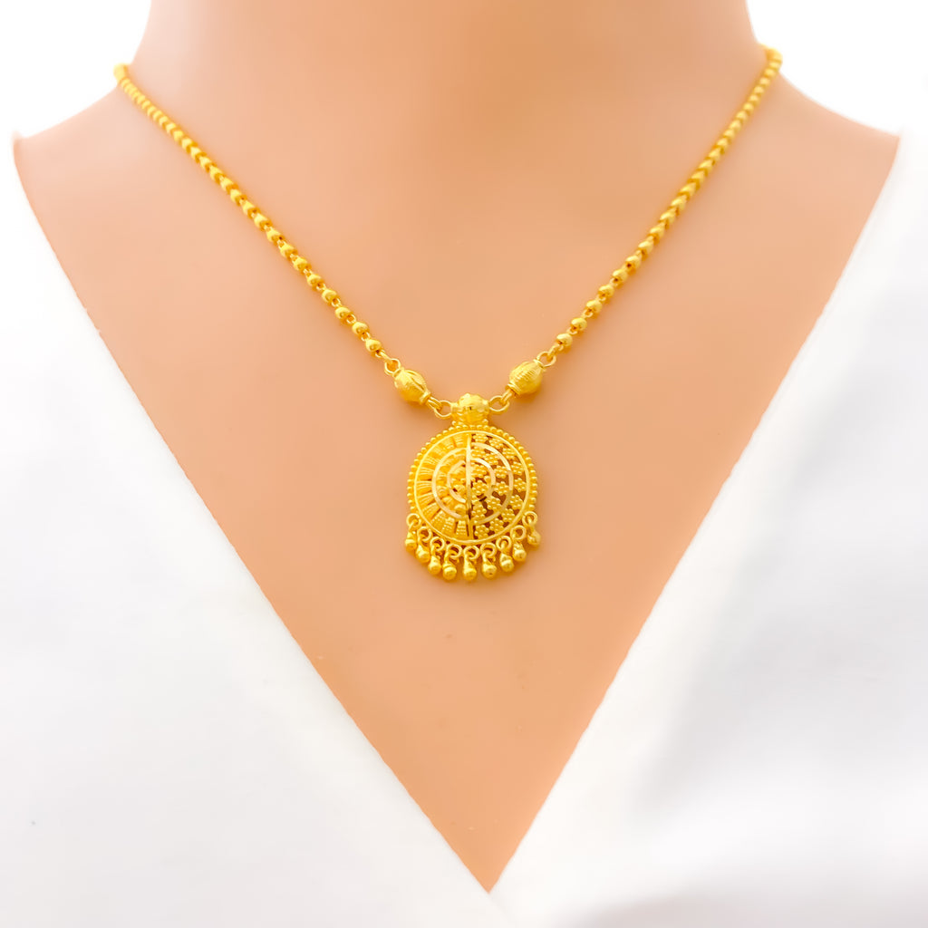 Radiant Floral Round 22k Gold Necklace Set – Andaaz Jewelers