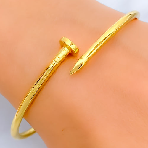 Attractive 21k Gold Nail Bangle Bracelet 