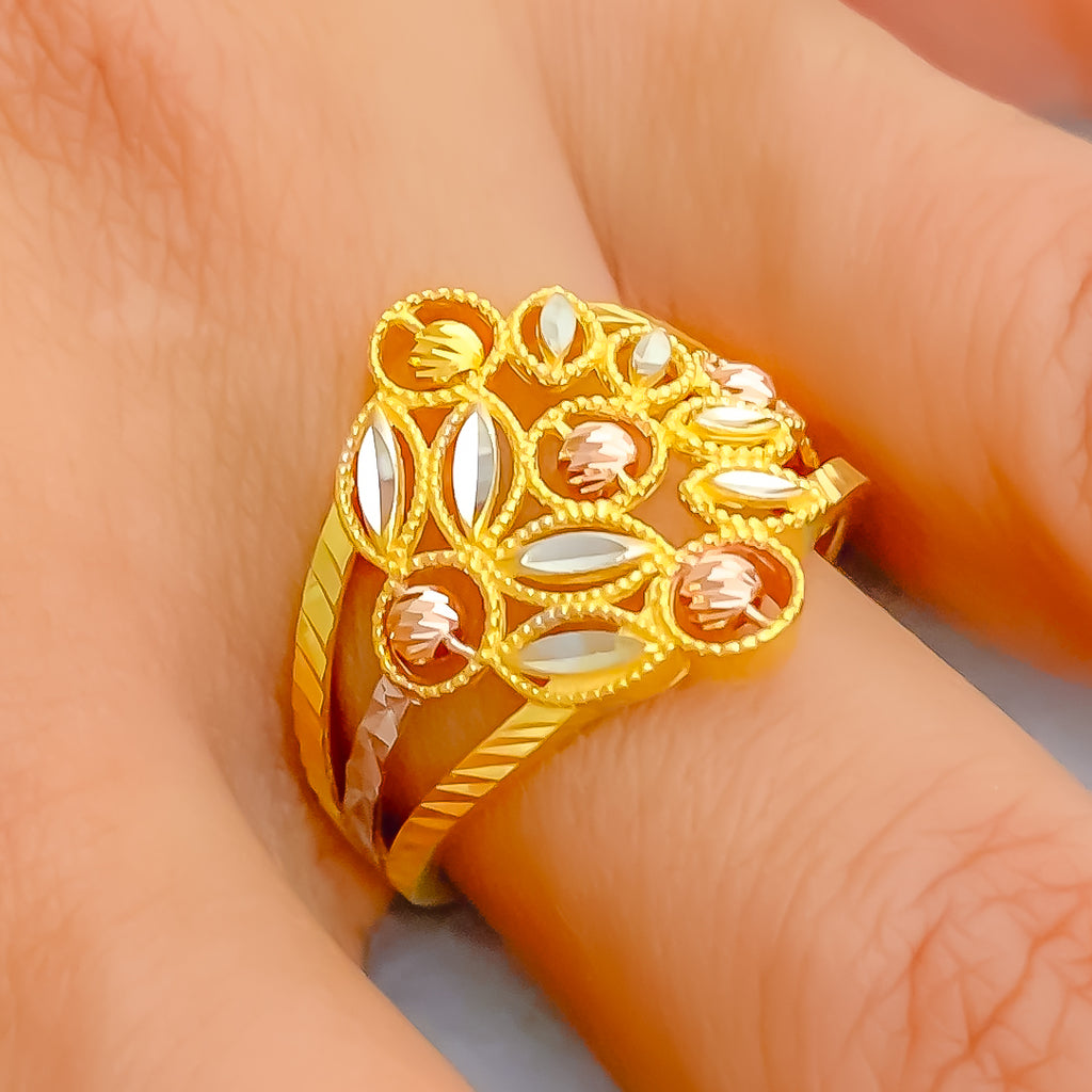 指輪・リング AVM DESIGN ROOM K20 GOLD RING Jazzy Graceful 22k Gold Ring – Andaaz Jewelers