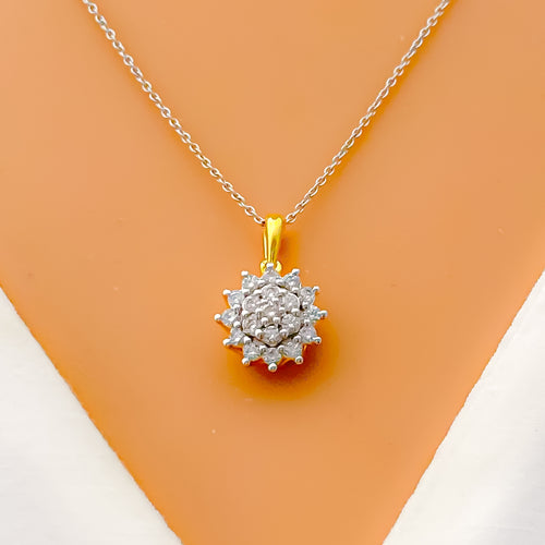 Magnificent Flower Diamond Studded + 18k Gold Pendant Set 
