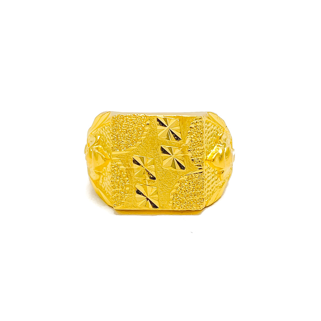 Dazzling Textured Men's 22k Gold Ring – Andaaz Jewelers