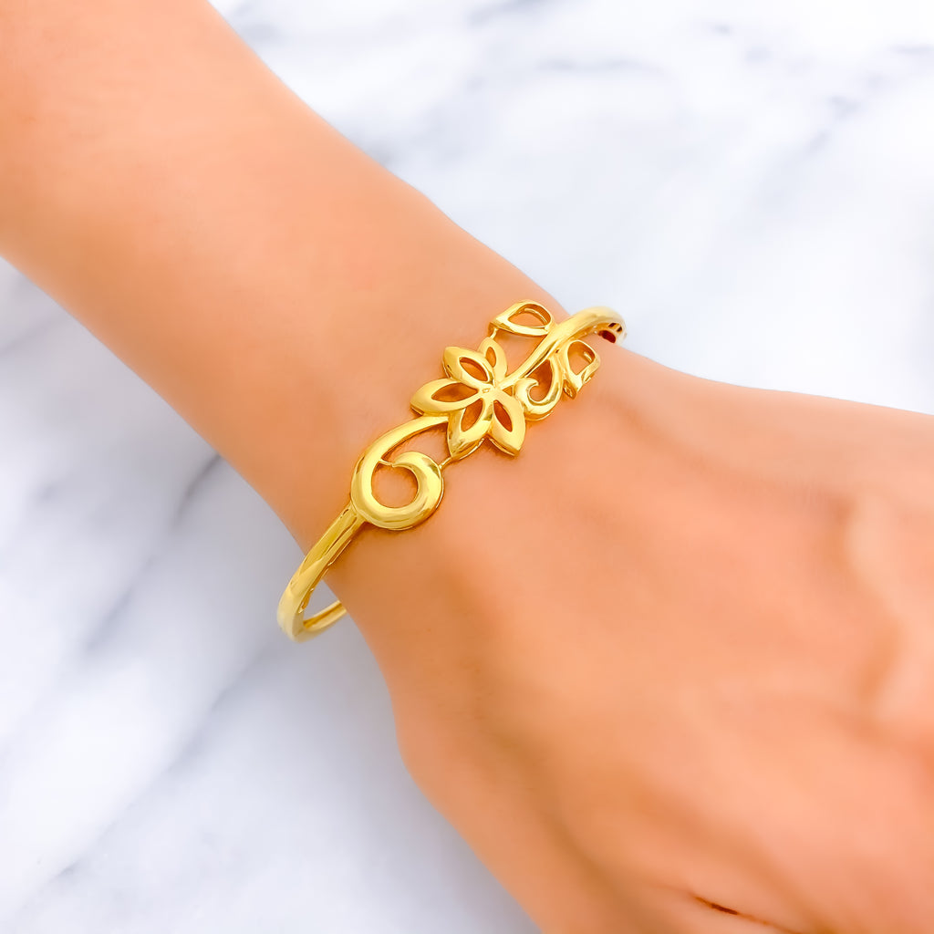 Artistic Vine 22k Gold Silk-Finish Bangle Bracelet – Andaaz Jewelers