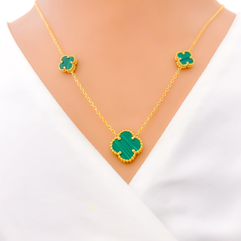 CLOVER MALACHITE NECKLACE