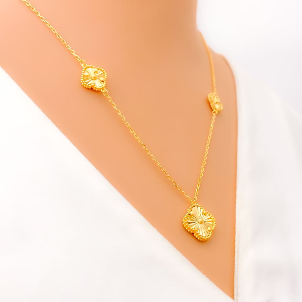 Dazzling Decorative 21k Gold Clover Necklace Set – Andaaz Jewelers