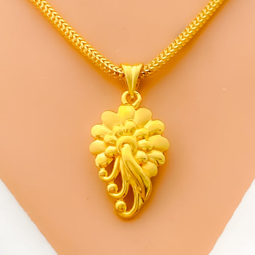 Exclusive Layered Flower 22k Gold Pendant 