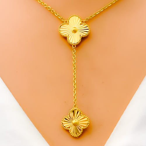 petite-gold-clover-drop-21k-necklace-set