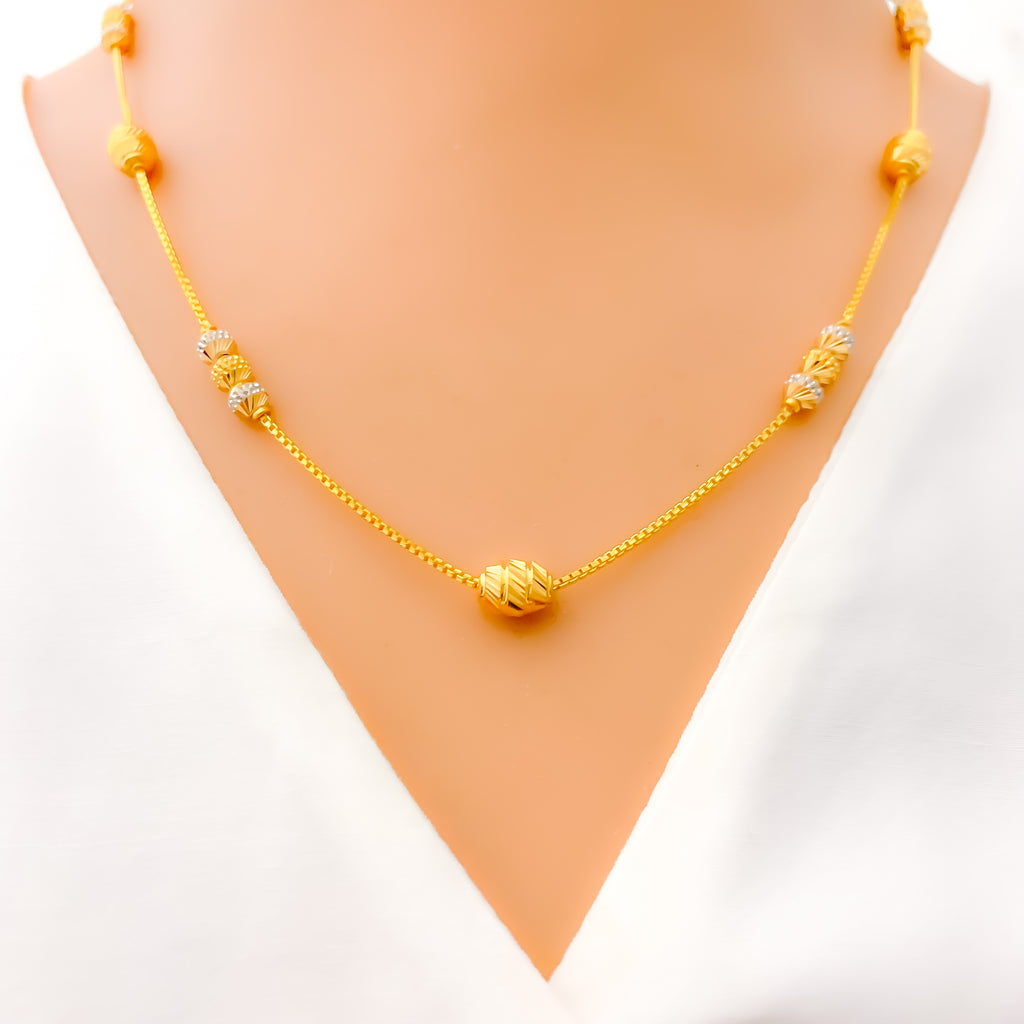 Glistening Two-Tone 22K Gold Orb Necklace - 18