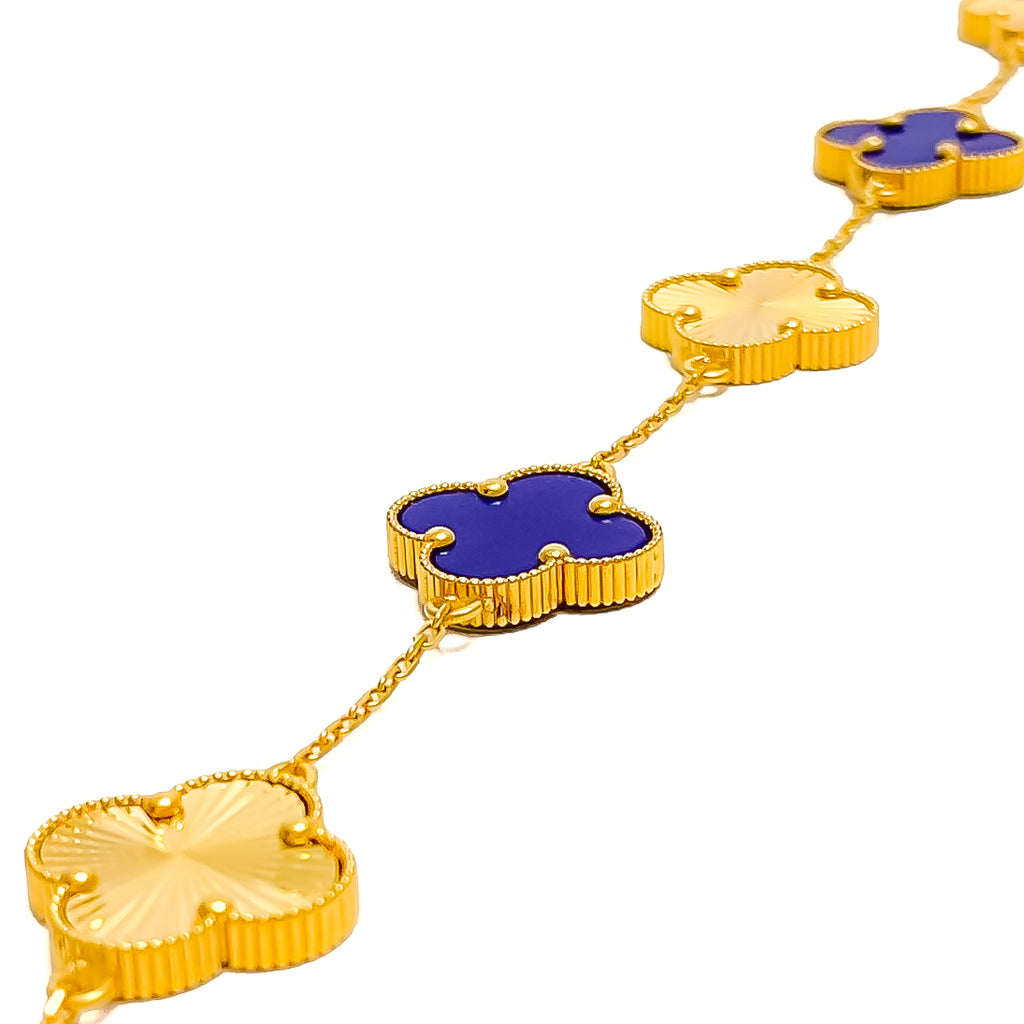 Magnificent Royal Blue 21k Gold Clover Bracelet – Andaaz Jewelers