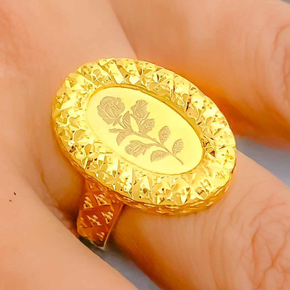 Glossy Graceful Oval 21K Gold Coin Ring – Andaaz Jewelers