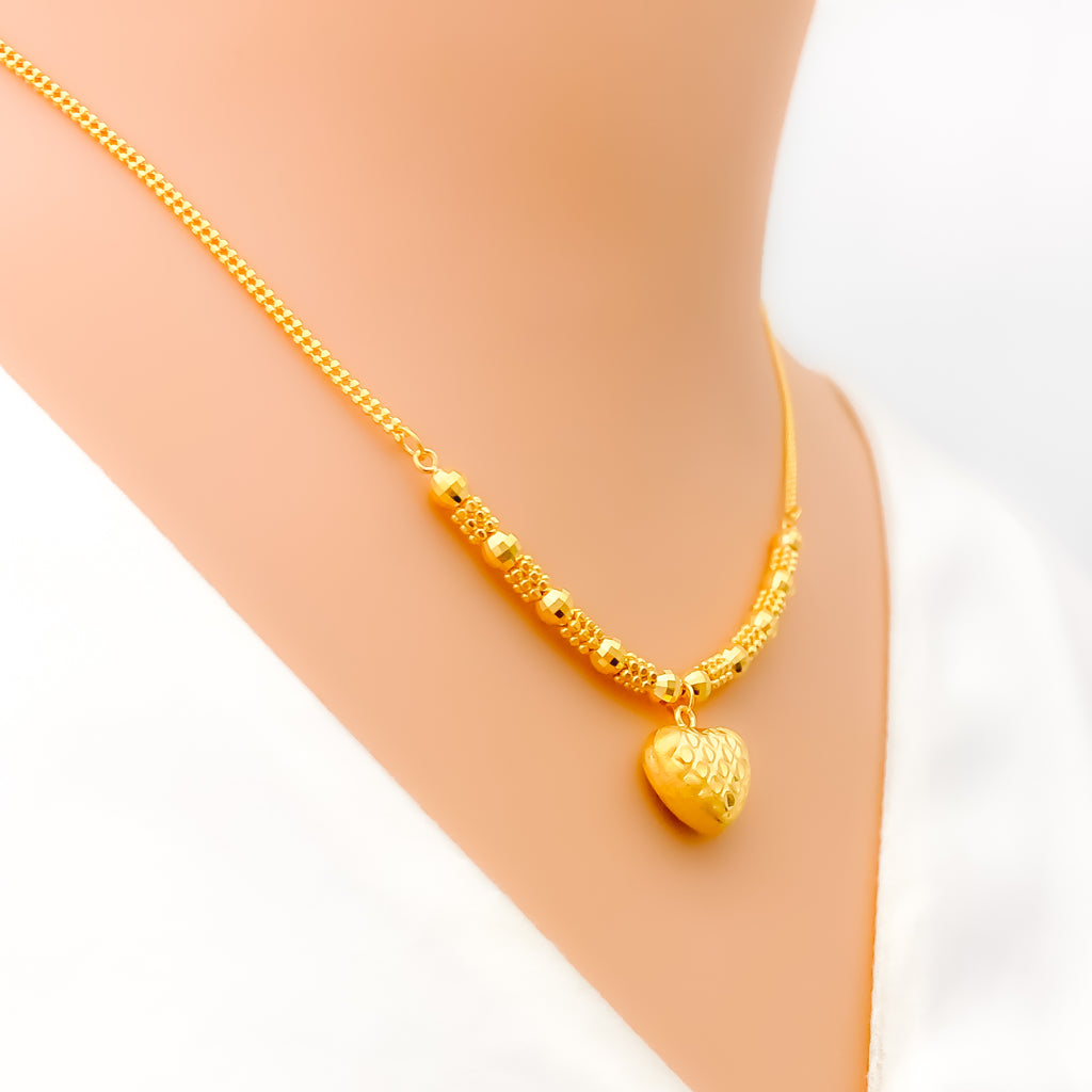 Heart Necklace Pendant 24K Gold Plated Thai Jewelry Elegant Women Girl Jewelry Gift