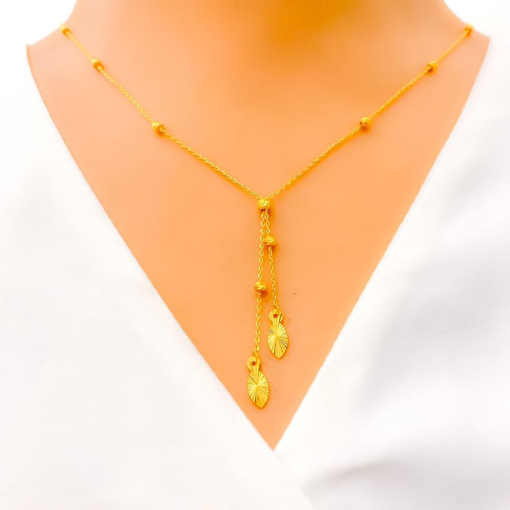 Sparkling Leaf 4 Piece 21k Gold Necklace Set Andaaz Jewelers