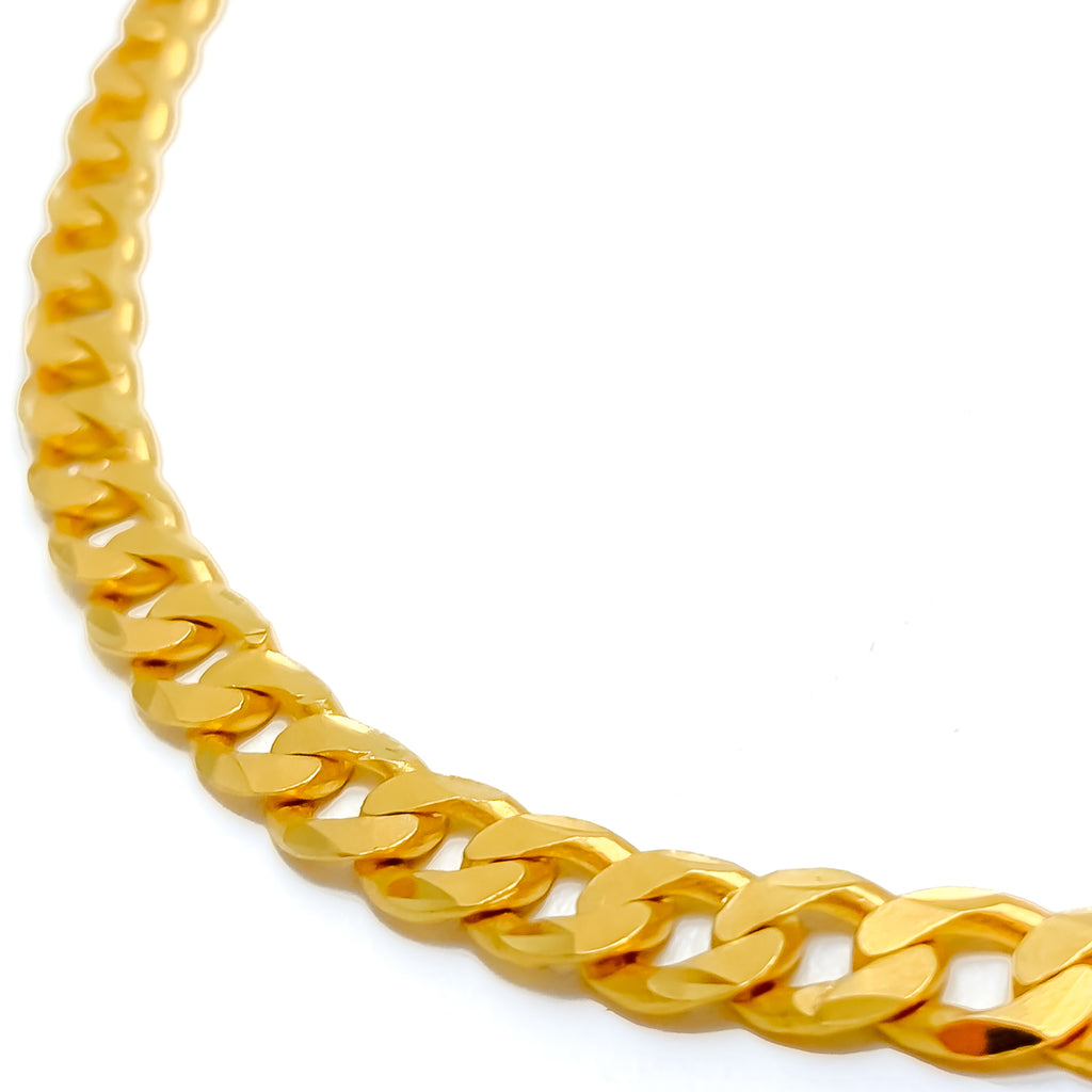 22K Gold Cuban Link Chain w/ Satin Finish