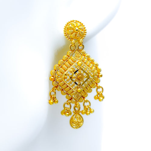 Festive Ornate Netted 22k Gold Earrings