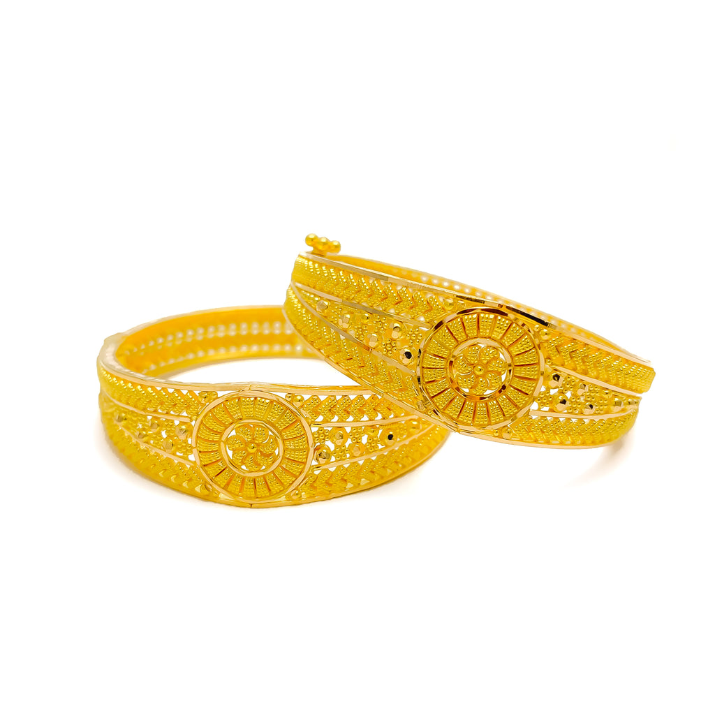 Tapering Floral 22k Gold Baby Bangle Pair Andaaz Jewelers