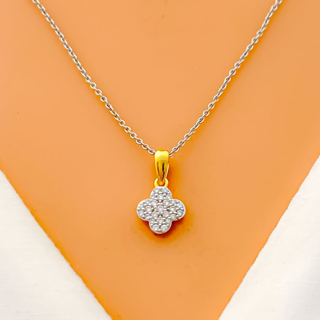 Dainty Clover Diamond + 18k Gold Pendant – Andaaz Jewelers