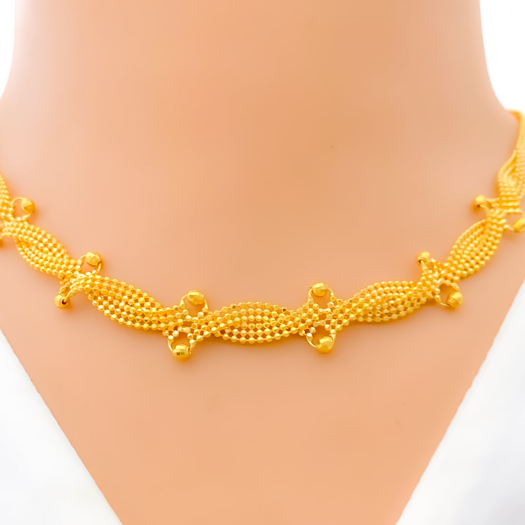 Contemporary Beaded 22K Gold Necklace Set – Andaaz Jewelers