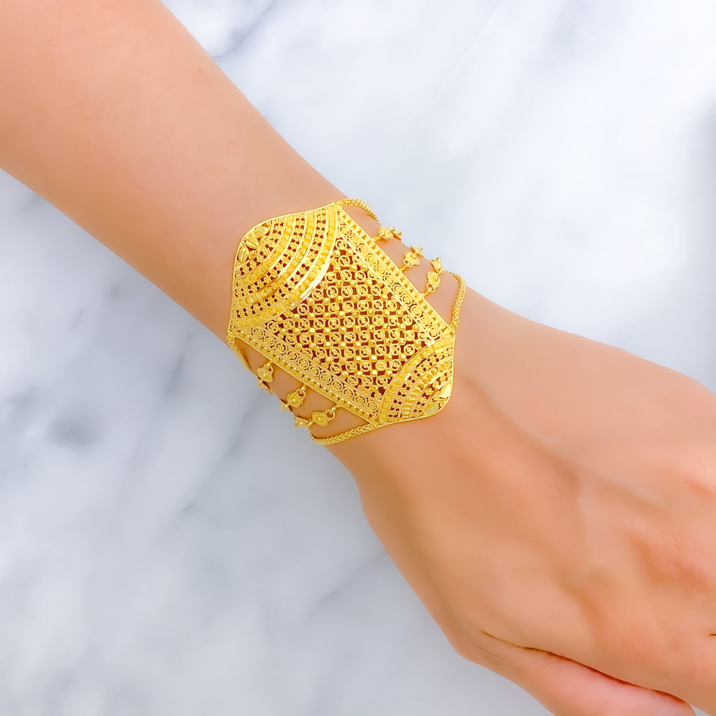 Impressive Glistening Jali Statement Bracelet Andaaz Jewelers