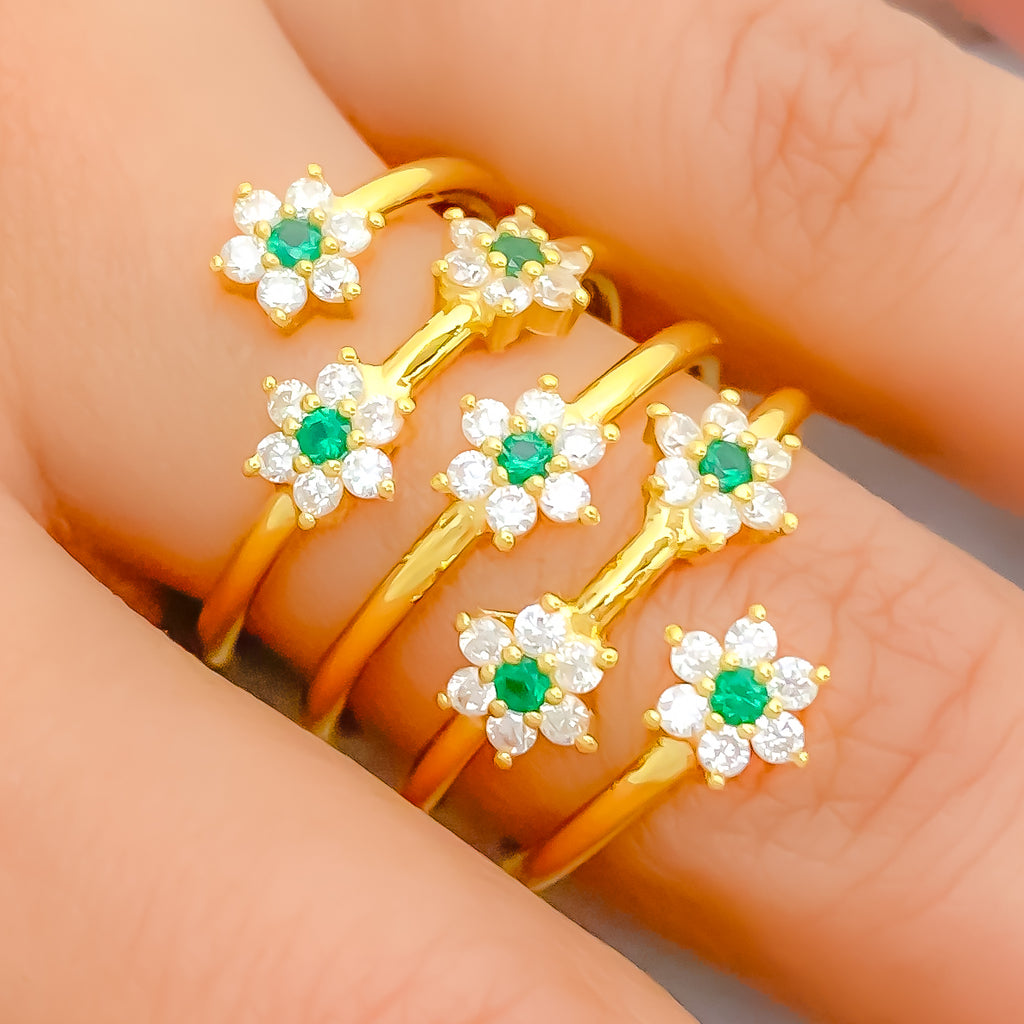 Elevated Festive CZ Spiral 22k Gold Ring – Andaaz Jewelers