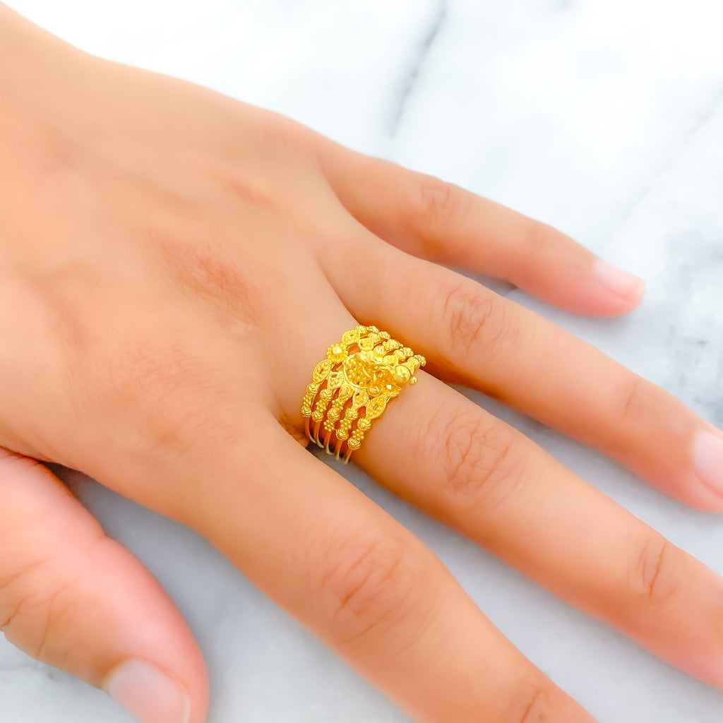Special Dangling Tassel 22k Gold Spiral Ring – Andaaz Jewelers