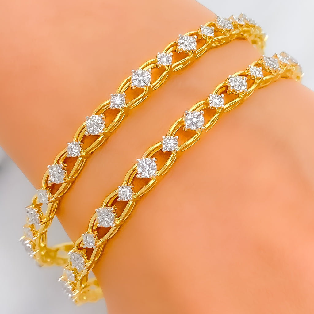★PLOW Spring 4 Stone Bangle Diamond Gold IMG_2032-2_c3b1e495-a54f-4d77-