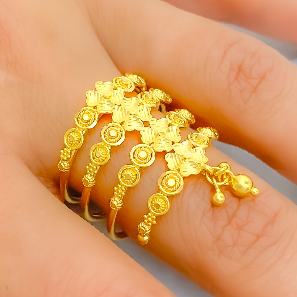 Gorgeous Clover Spiral 22k Gold Ring w/ Tassel – Andaaz Jewelers