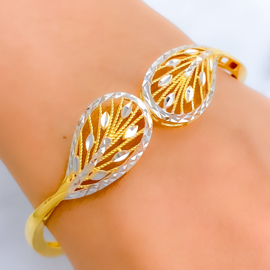 Unique Feather Adorned 22k Gold Bangle Bracelet – Andaaz Jewelers