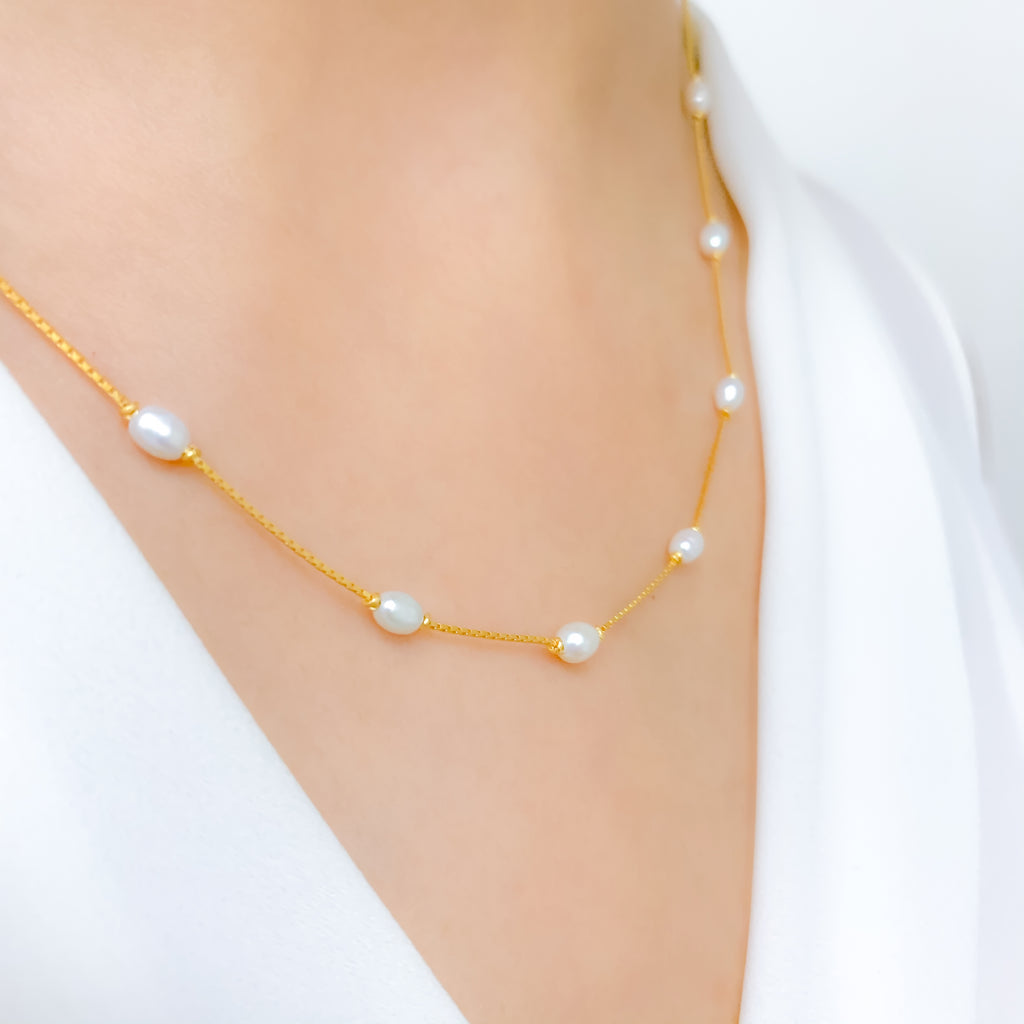 Traditional Gold Bead + Pearl Long Chain – Andaaz Jewelers