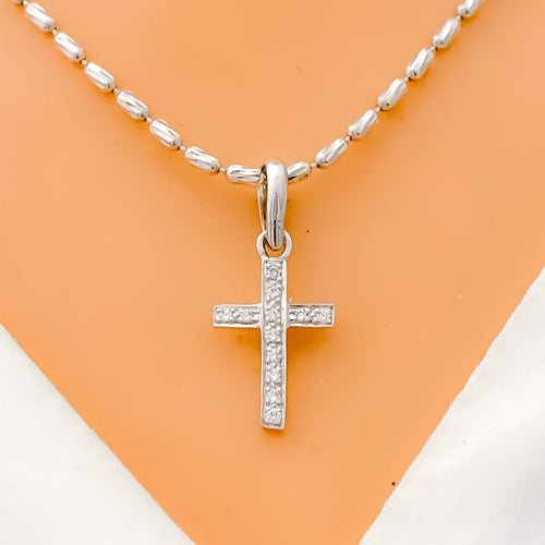 Petite White Gold Diamond Cross Pendant