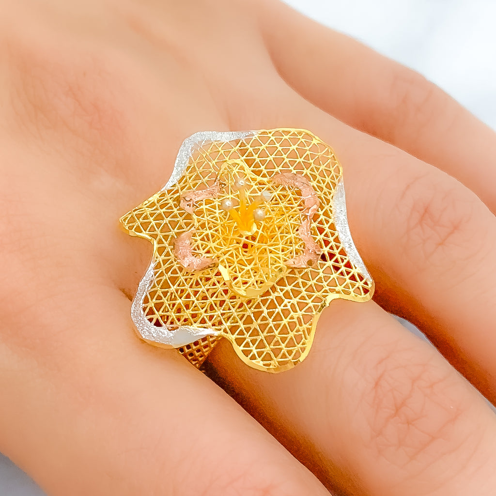 Sparkling 3D Flower Ring – Andaaz Jewelers